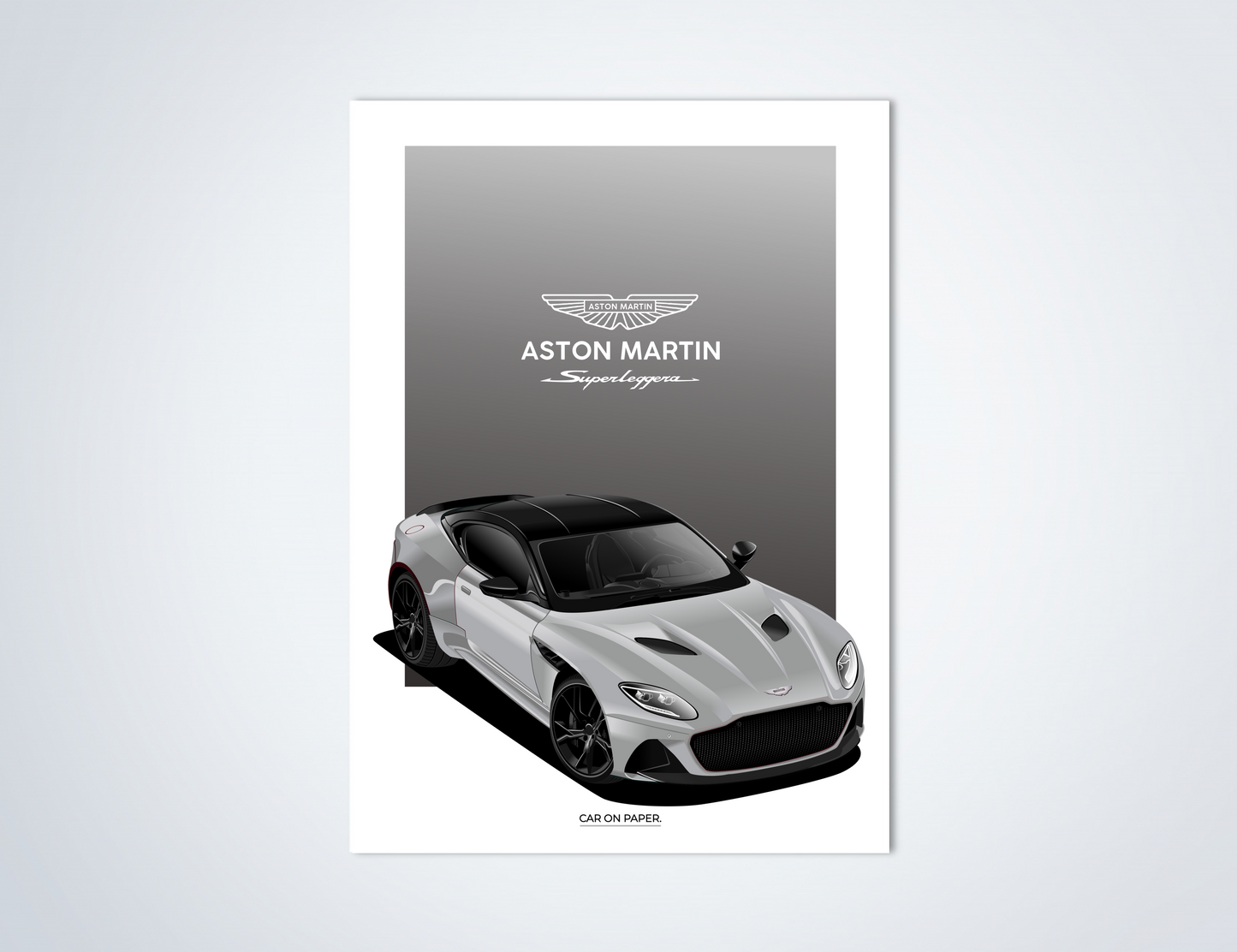 Aston Martin Superleggera Donkergrijs Poster
