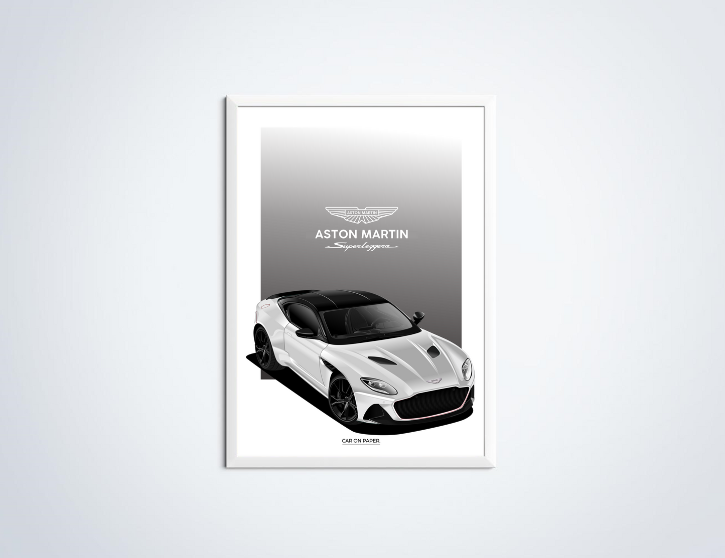 Aston Martin Superleggera Lichtgrijs Poster in Lijst