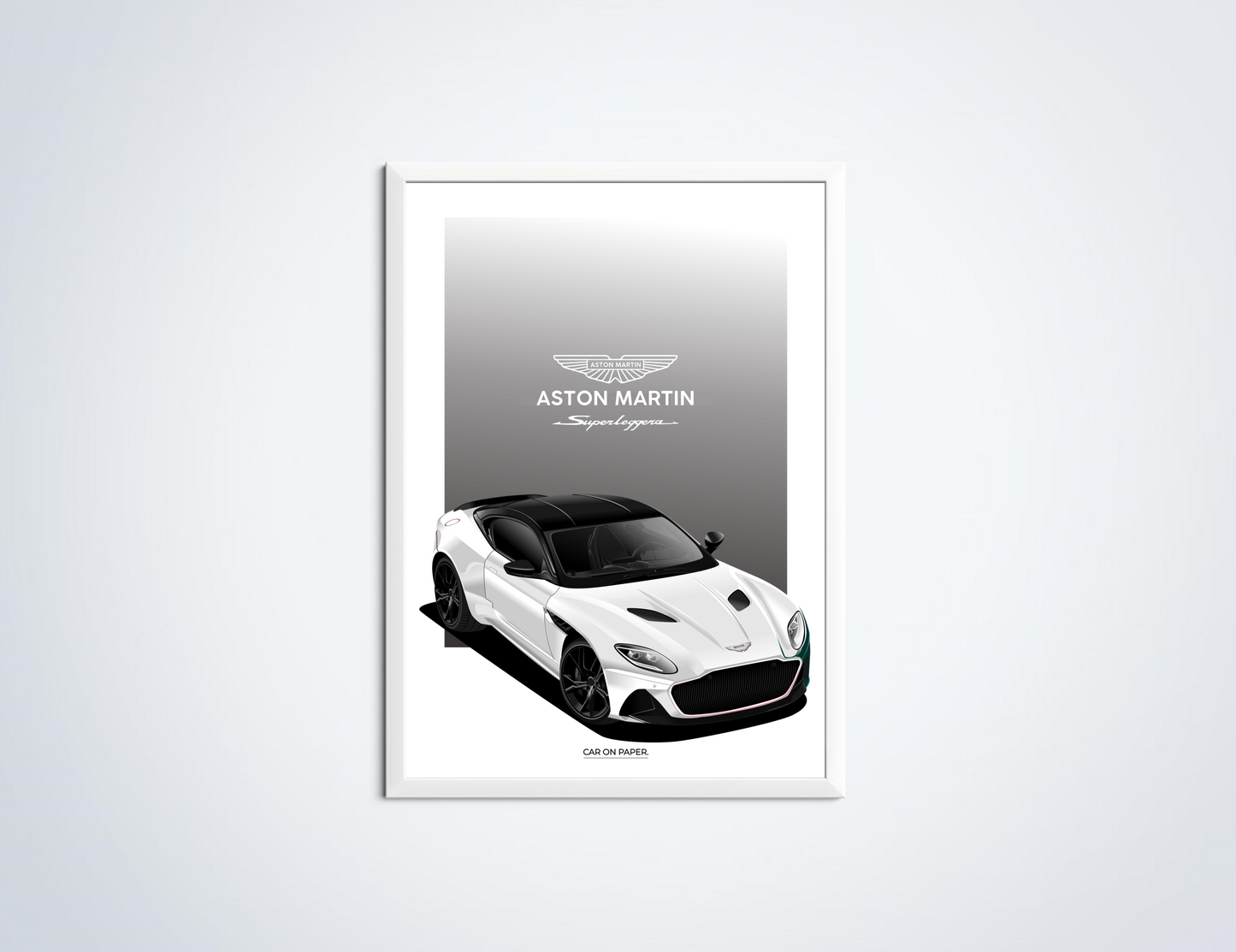 Aston Martin Superleggera Wit Poster in Lijst