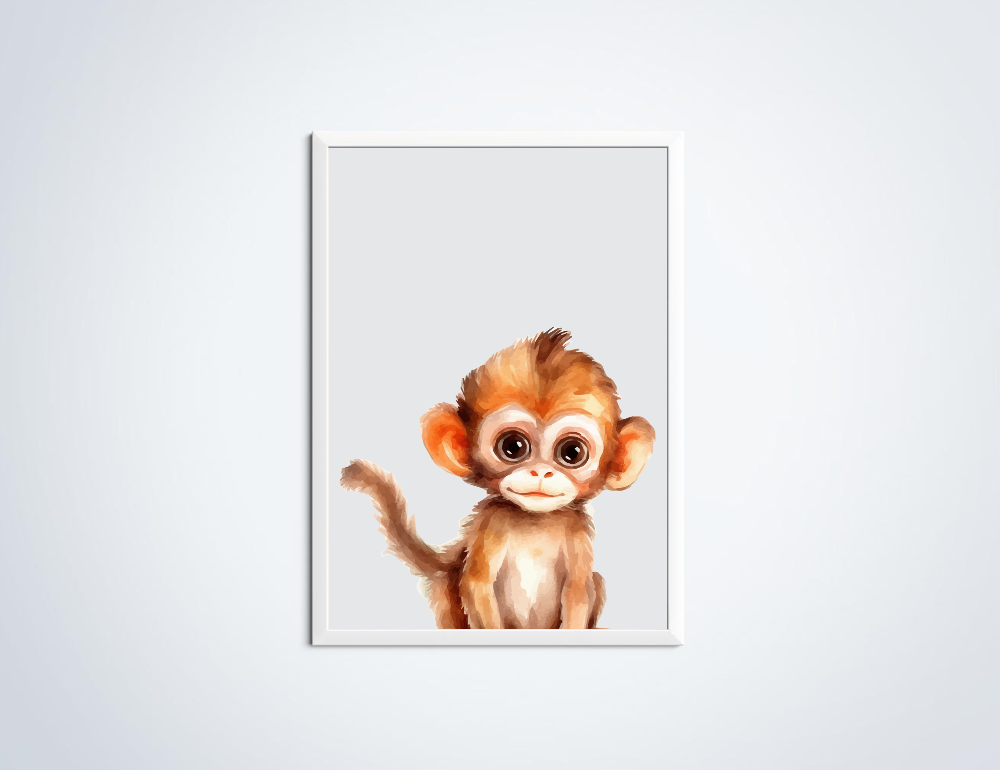 Aapje dierenposter in lijst