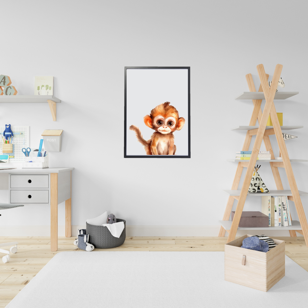 Aapje dierenposter in kinderkamer