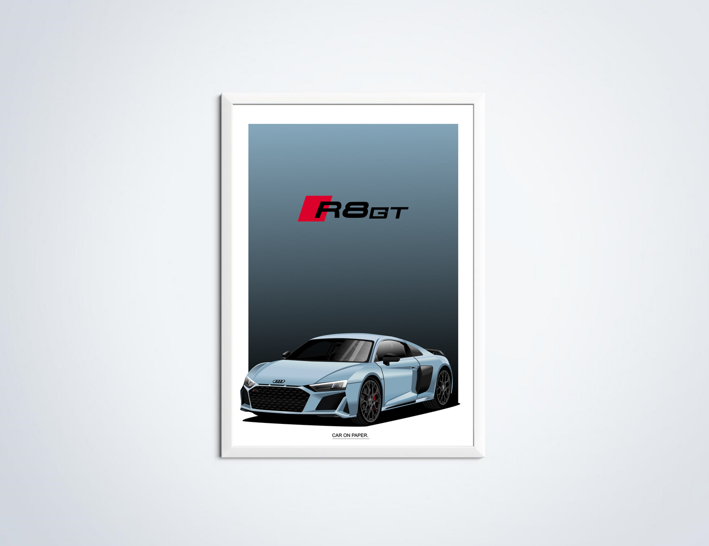 Audi R8 GT Poster Lichtblauw in Lijst