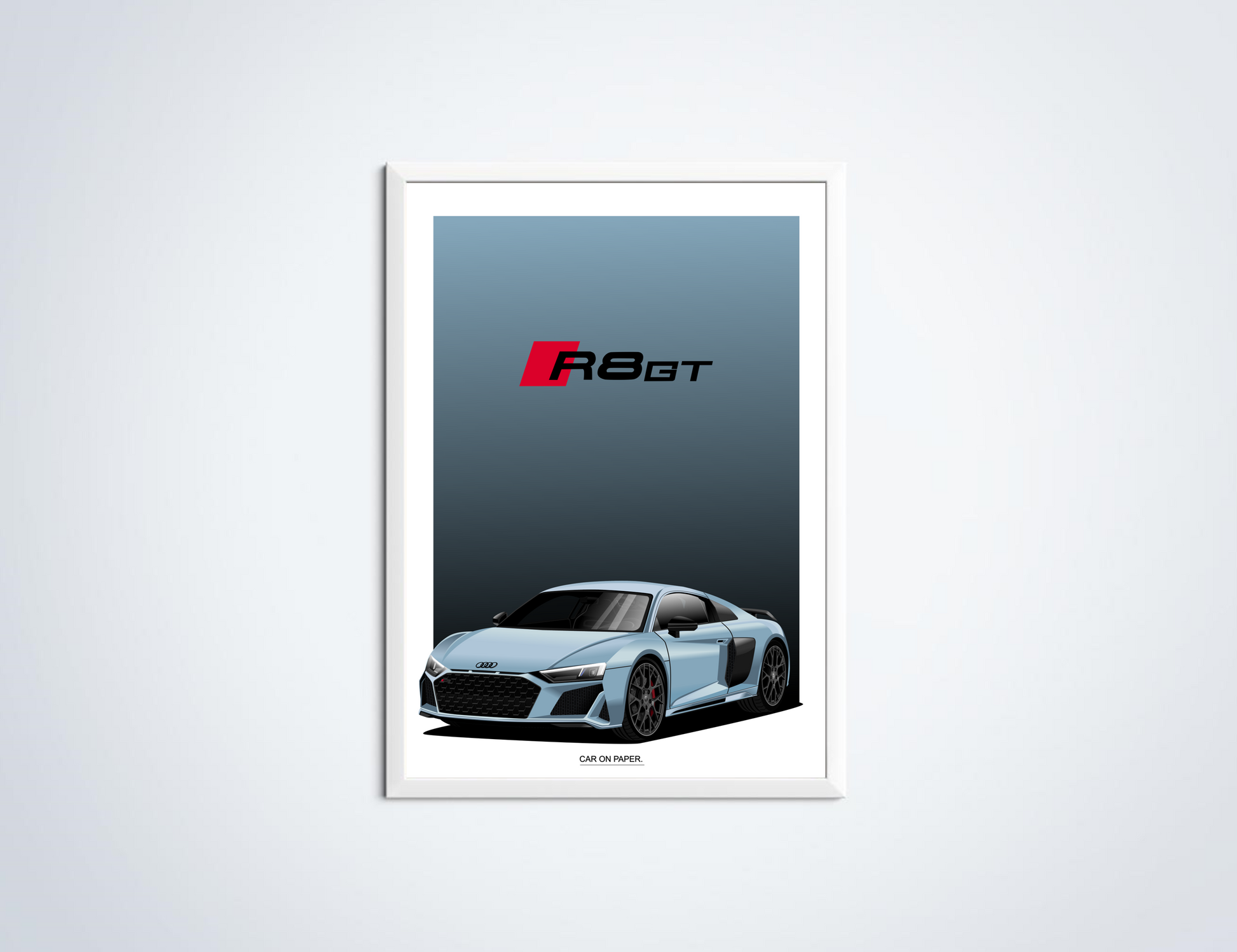 Audi R8 GT Poster Lichtblauw in Lijst