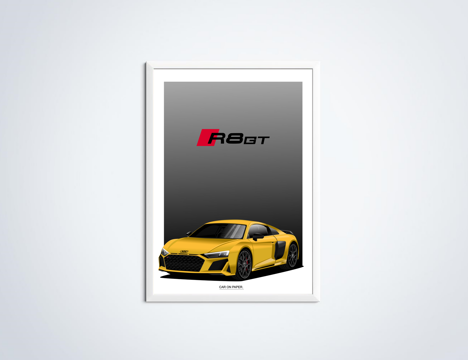 Audi R8 GT Poster Geel in Lijst