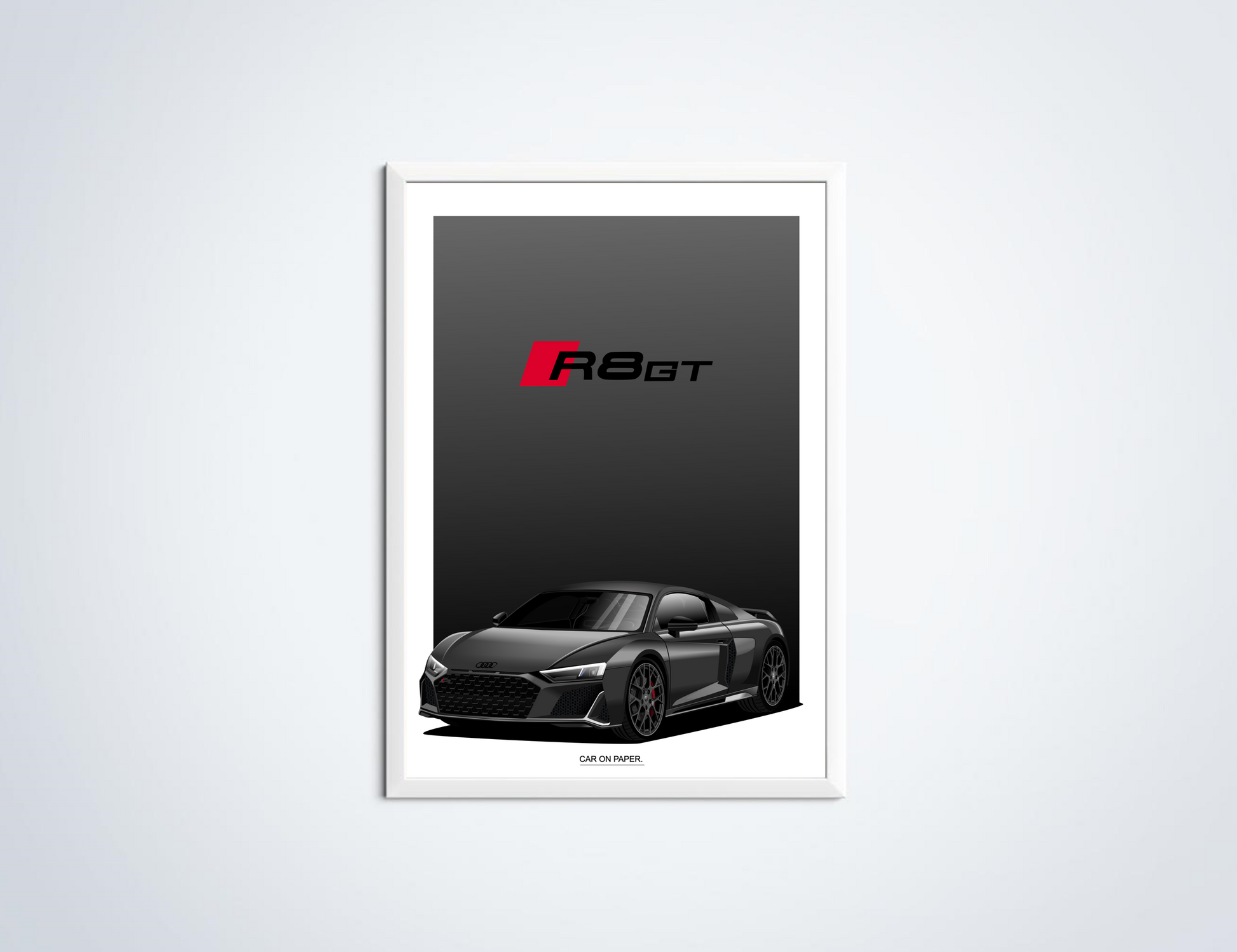 Audi R8 GT Poster Grijs in Lijst