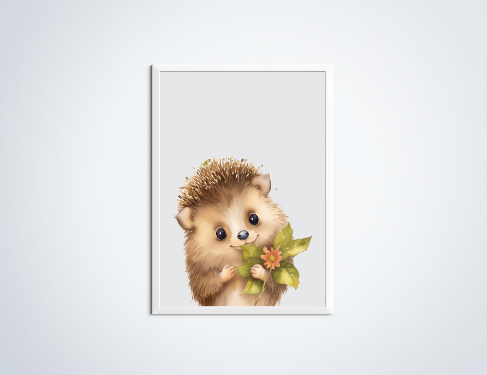Bloem egel dierenposter in lijst