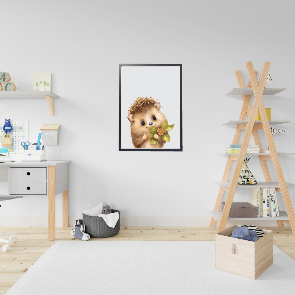 Bloem egel dierenposter in kinderkamer