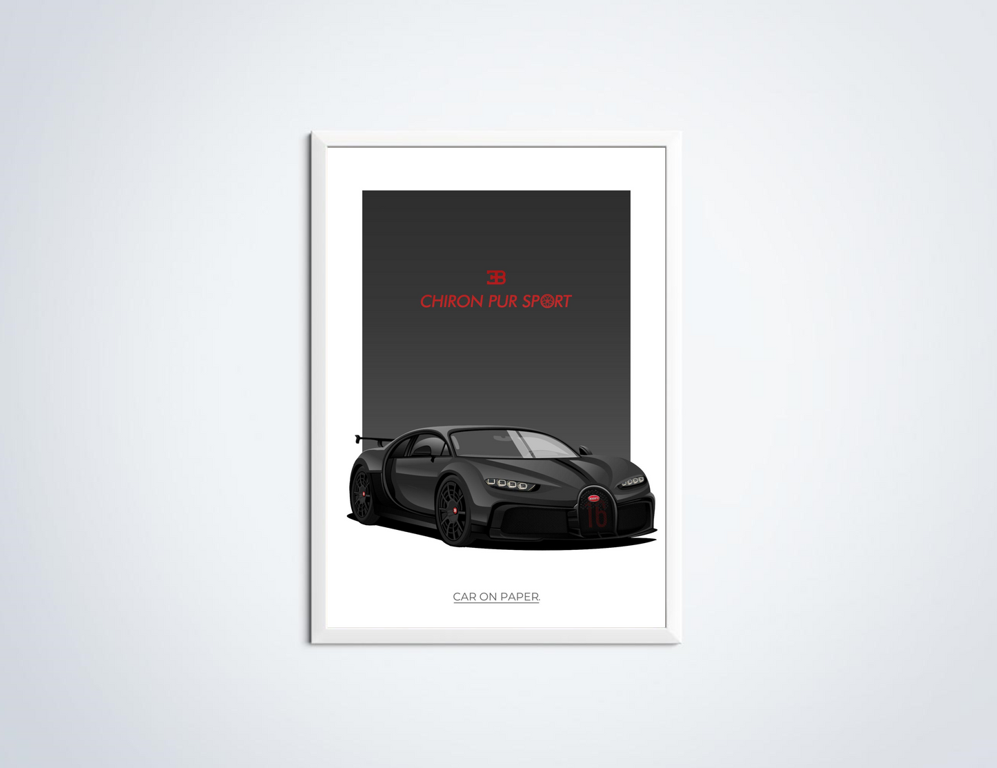 Bugatti Chiron Pur Sport Zwart Poster in Lijst