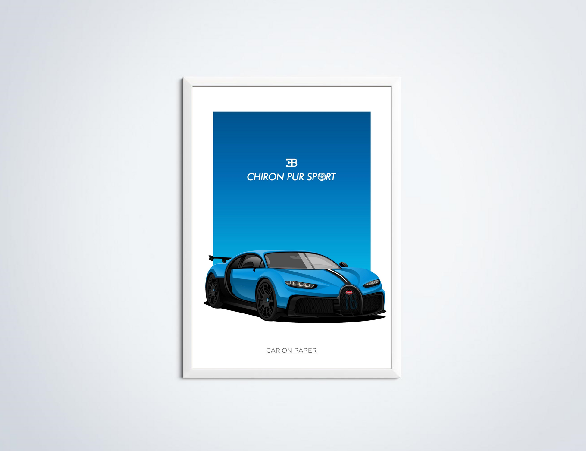 Bugatti Chiron Pur Sport Blauw Poster in Lijst
