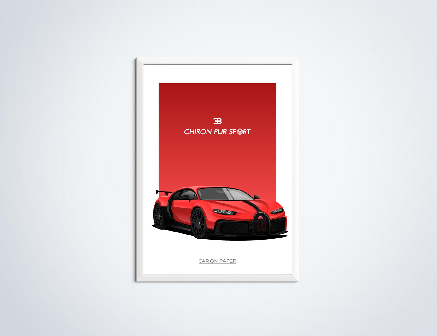 Bugatti Chiron Pur Sport Rood Poster in Lijst