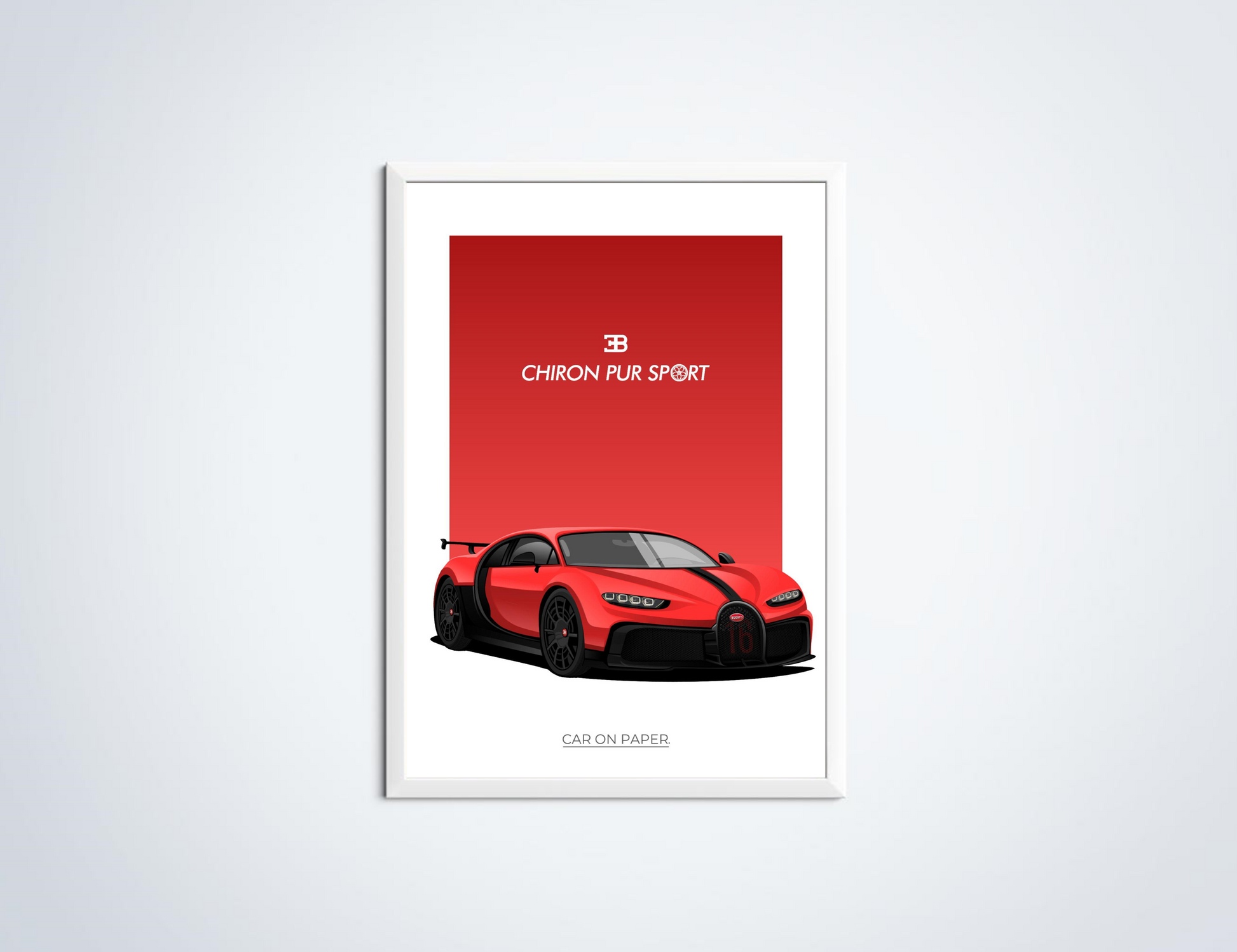 Bugatti Chiron Pur Sport Rood Poster in Lijst