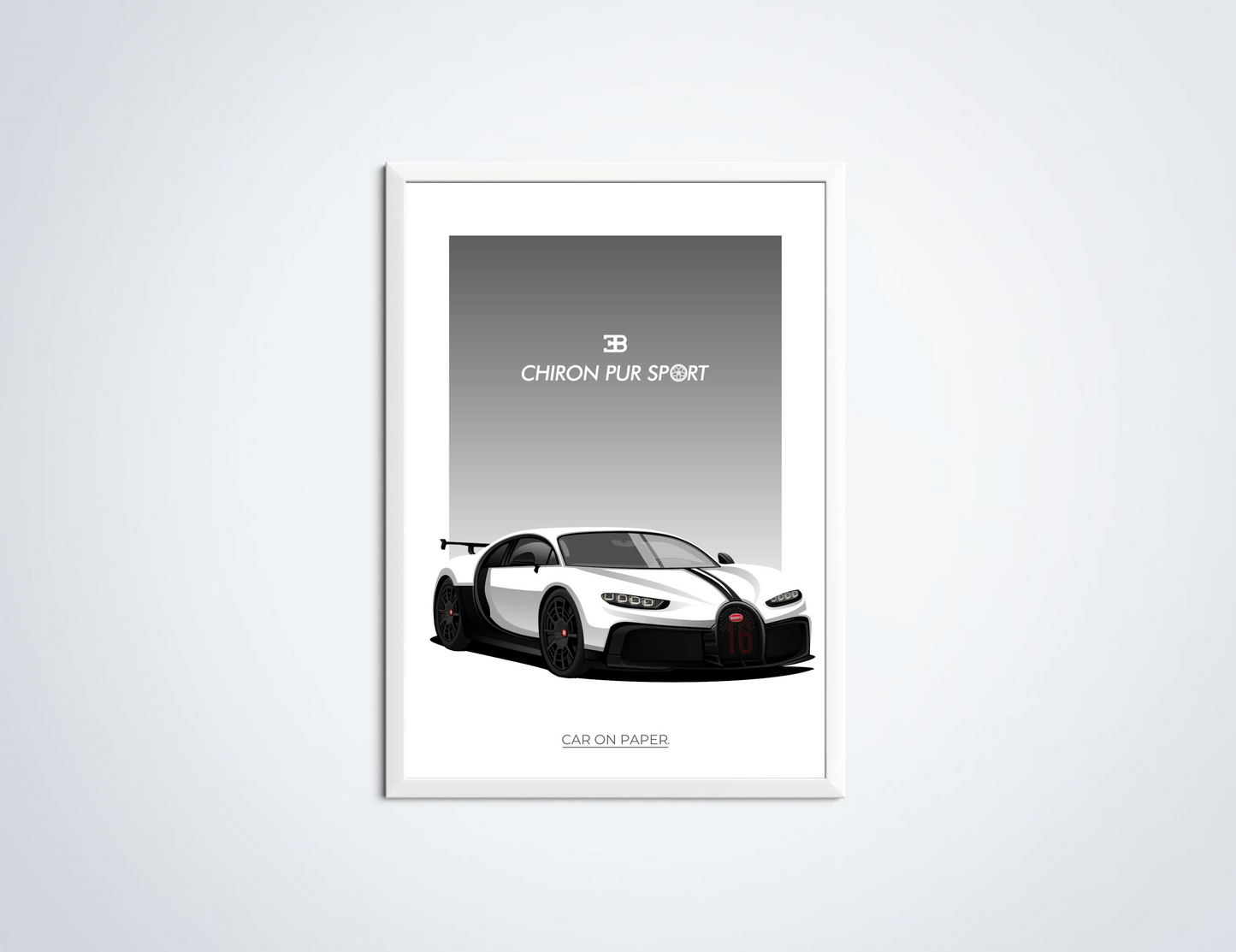 Bugatti Chiron Pur Sport Wit Poster in Lijst
