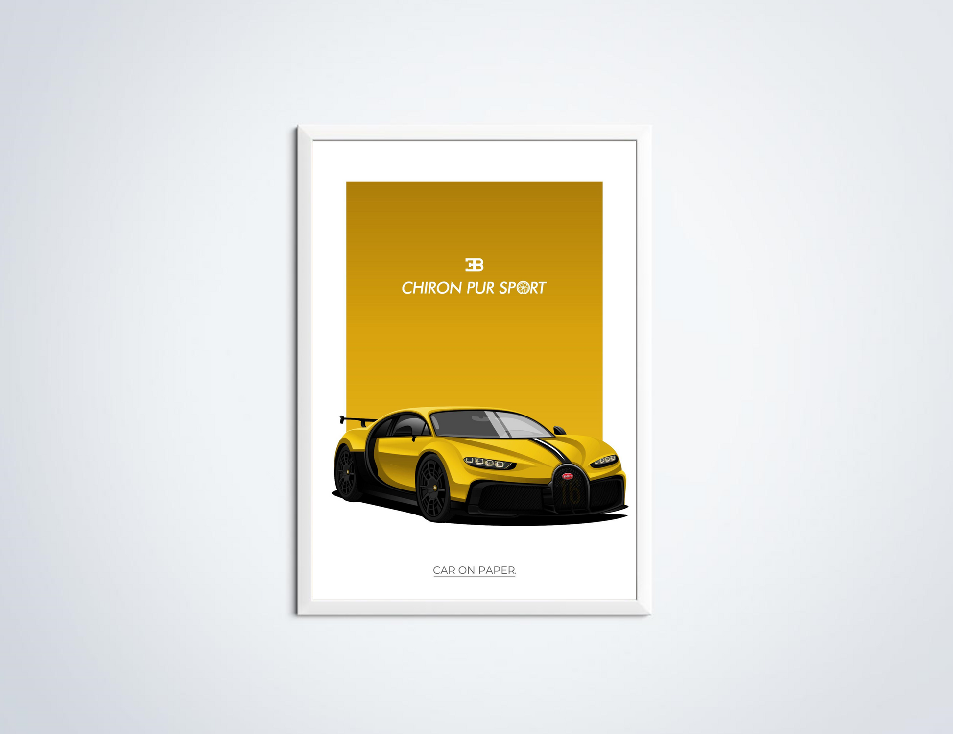 Bugatti Chiron Pur Sport Geel Poster in Lijst