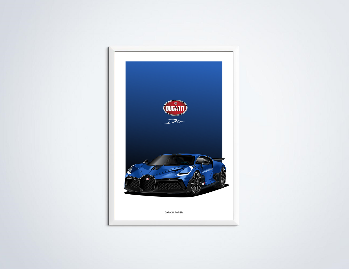 Bugatti Divo Blauw Poster in Lijst
