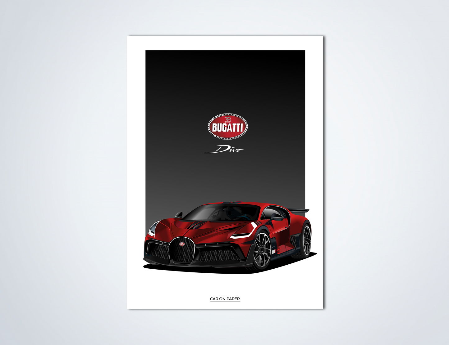 Bugatti Divo Rood Poster