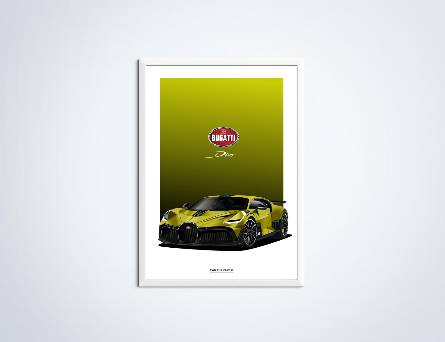 Bugatti Divo Geel Poster in Lijst