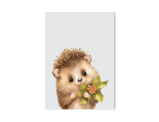 Poster Egeltje met bloem