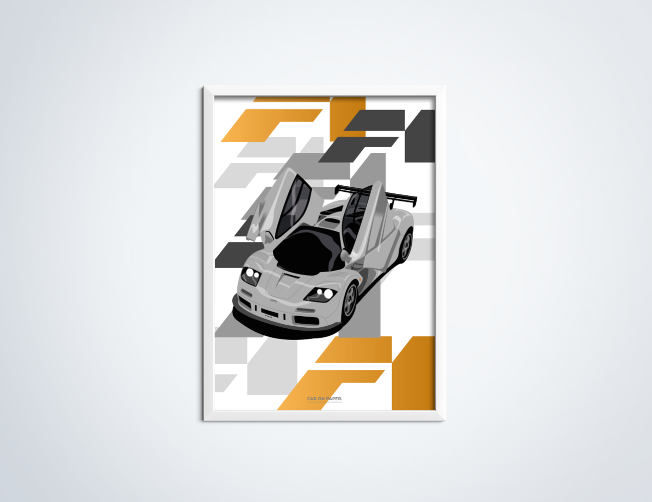McLaren F1 GTR Grijs F1 Poster in Lijst