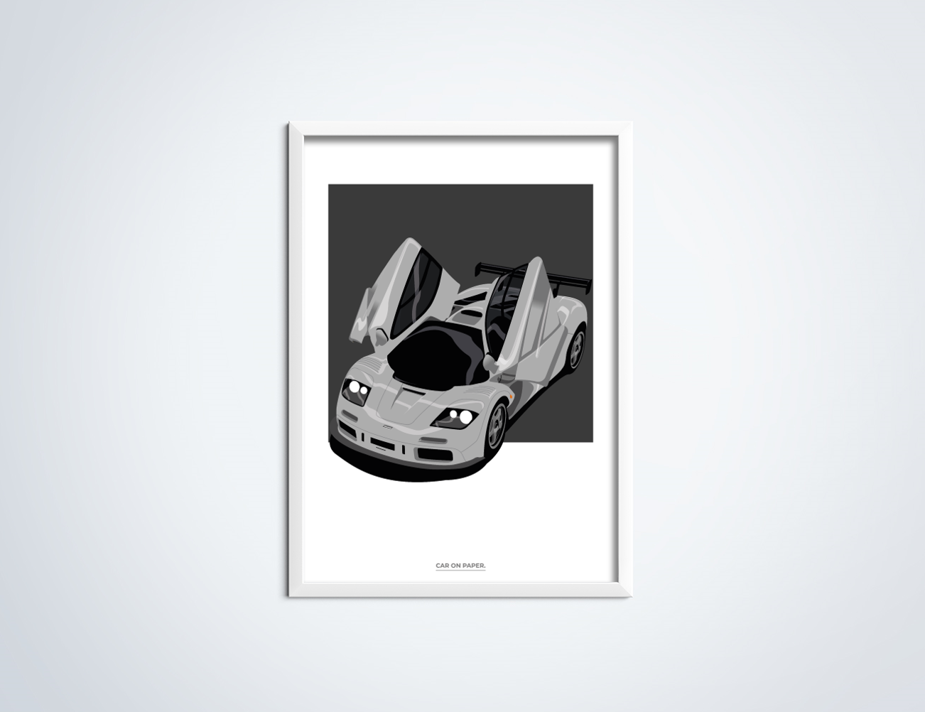 McLaren F1 GTR Grijs Poster in Lijst