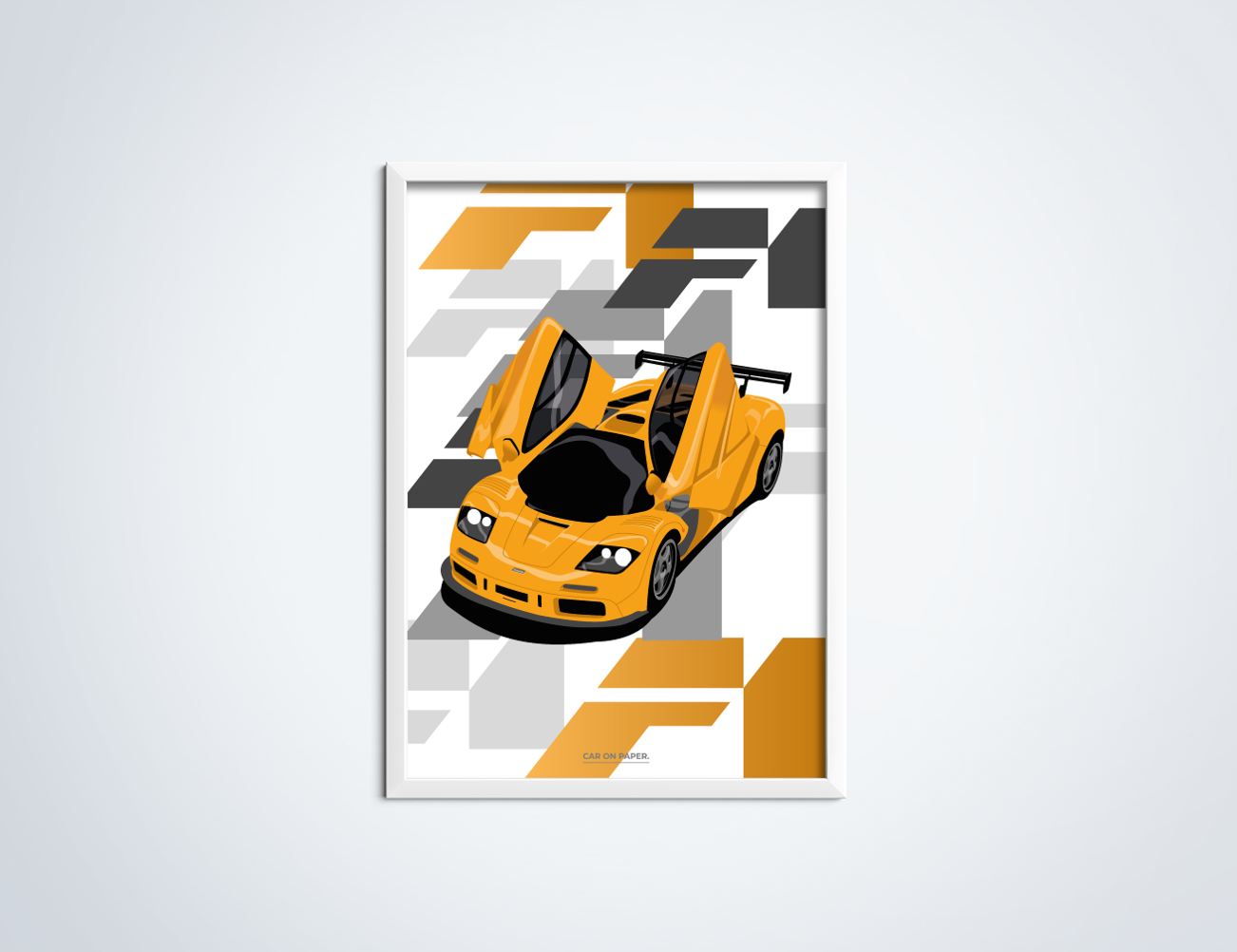 McLaren F1 GTR Geel F1 Poster in Lijst