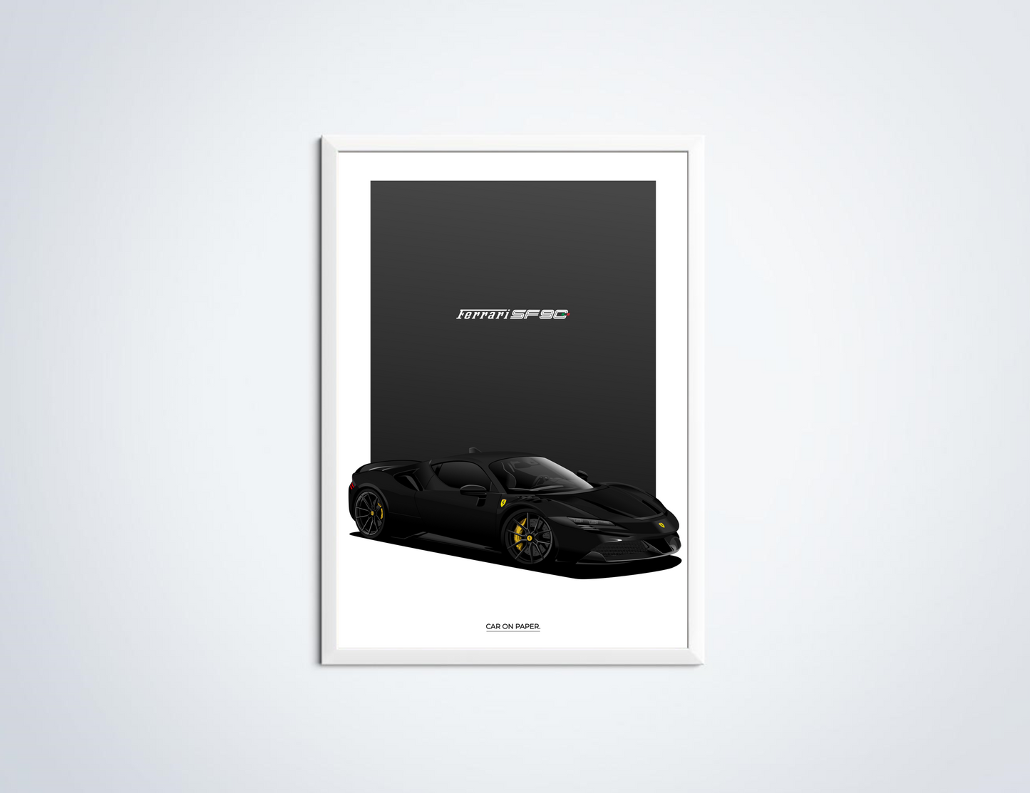 Ferrari SF90 Stradale Zwart Poster in Lijst
