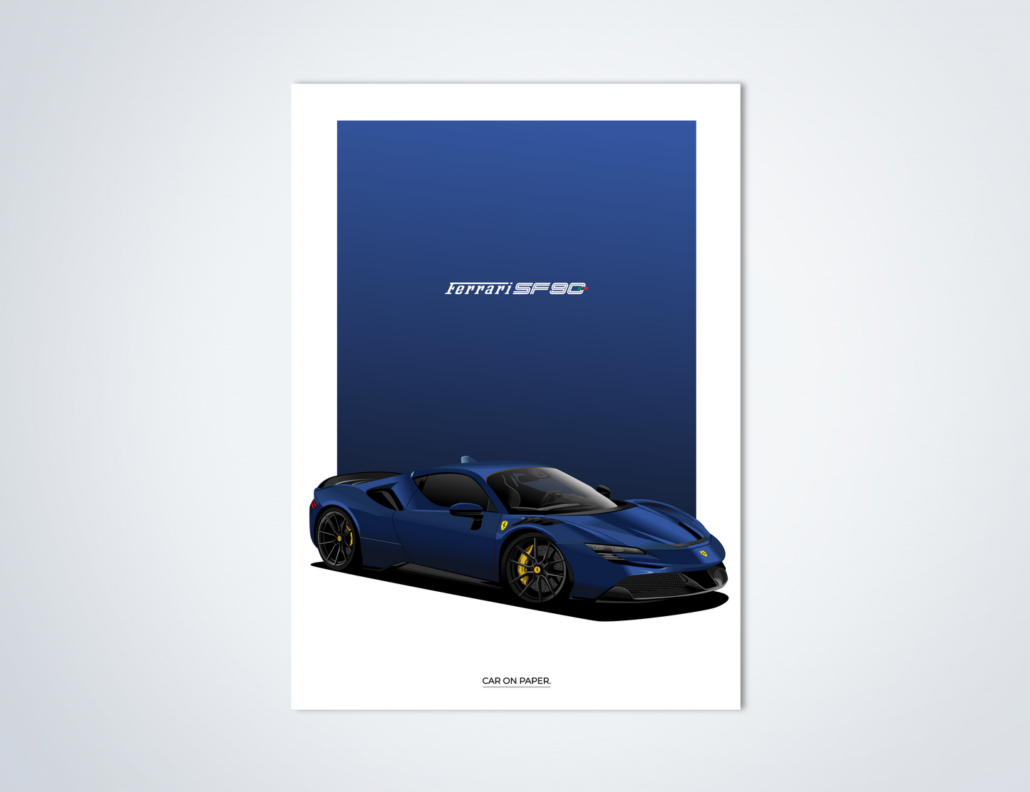 Ferrari SF90 Stradale Blauw Poster