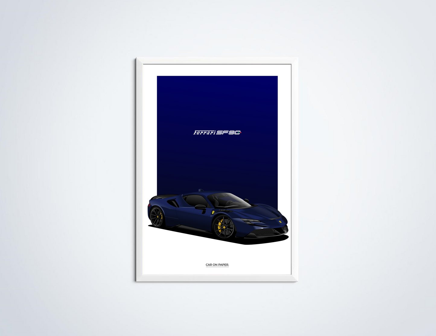 Ferrari SF90 Stradale Donkerblauw Poster in Lijst