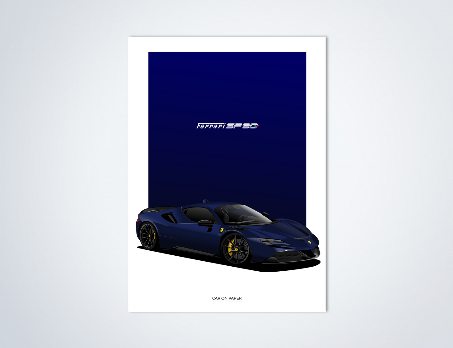 Ferrari SF90 Stradale Donkerblauw Poster