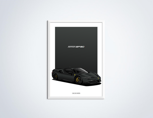 Ferrari SF90 Stradale Grijs Poster in Lijst