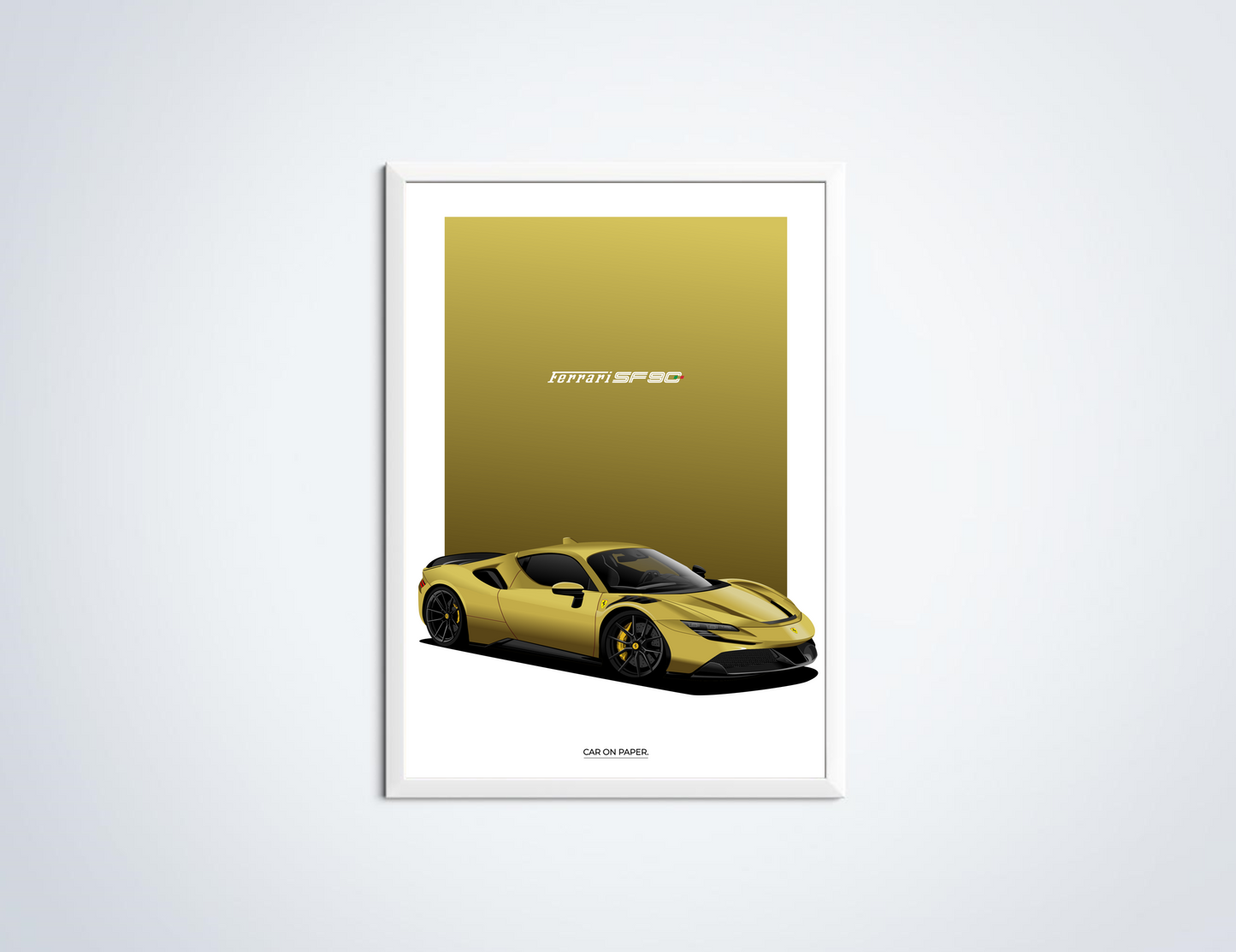 Ferrari SF90 Stradale Geel Poster in Lijst