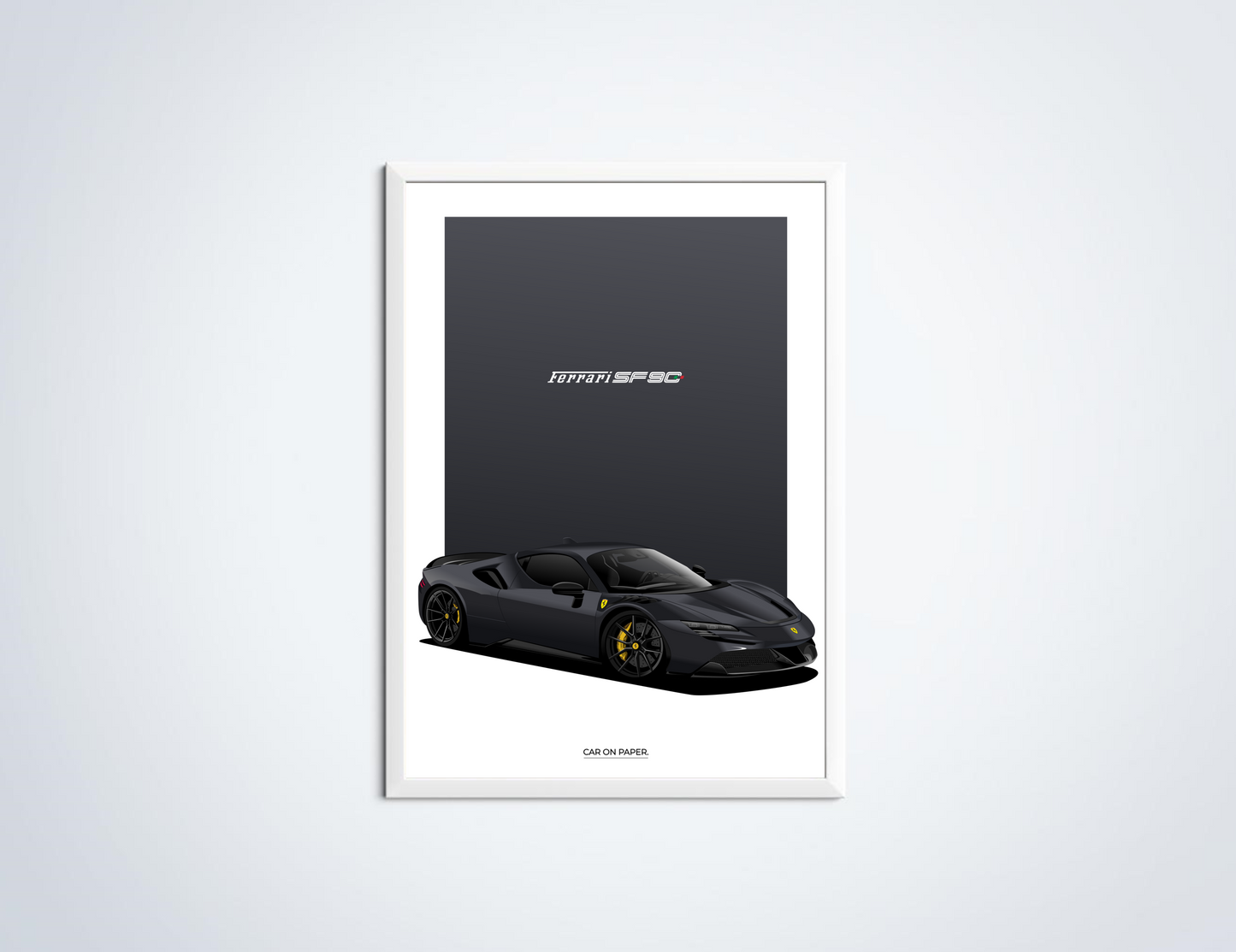 Ferrari SF90 Stradale DonkerGrijs Poster in Lijst