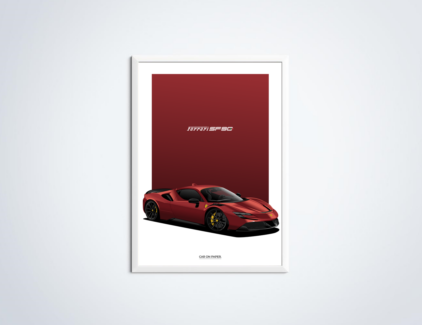 Ferrari SF90 Stradale Rood Poster in Lijst