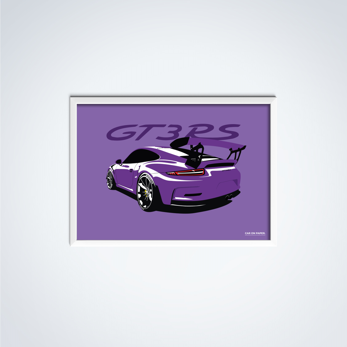 Porsche GT3 RS Paars Horizontaal Poster in Lijst