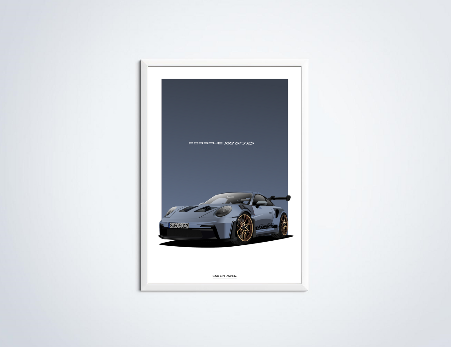 Porsche 911 GT3 RS Grijs Poster in Lijst