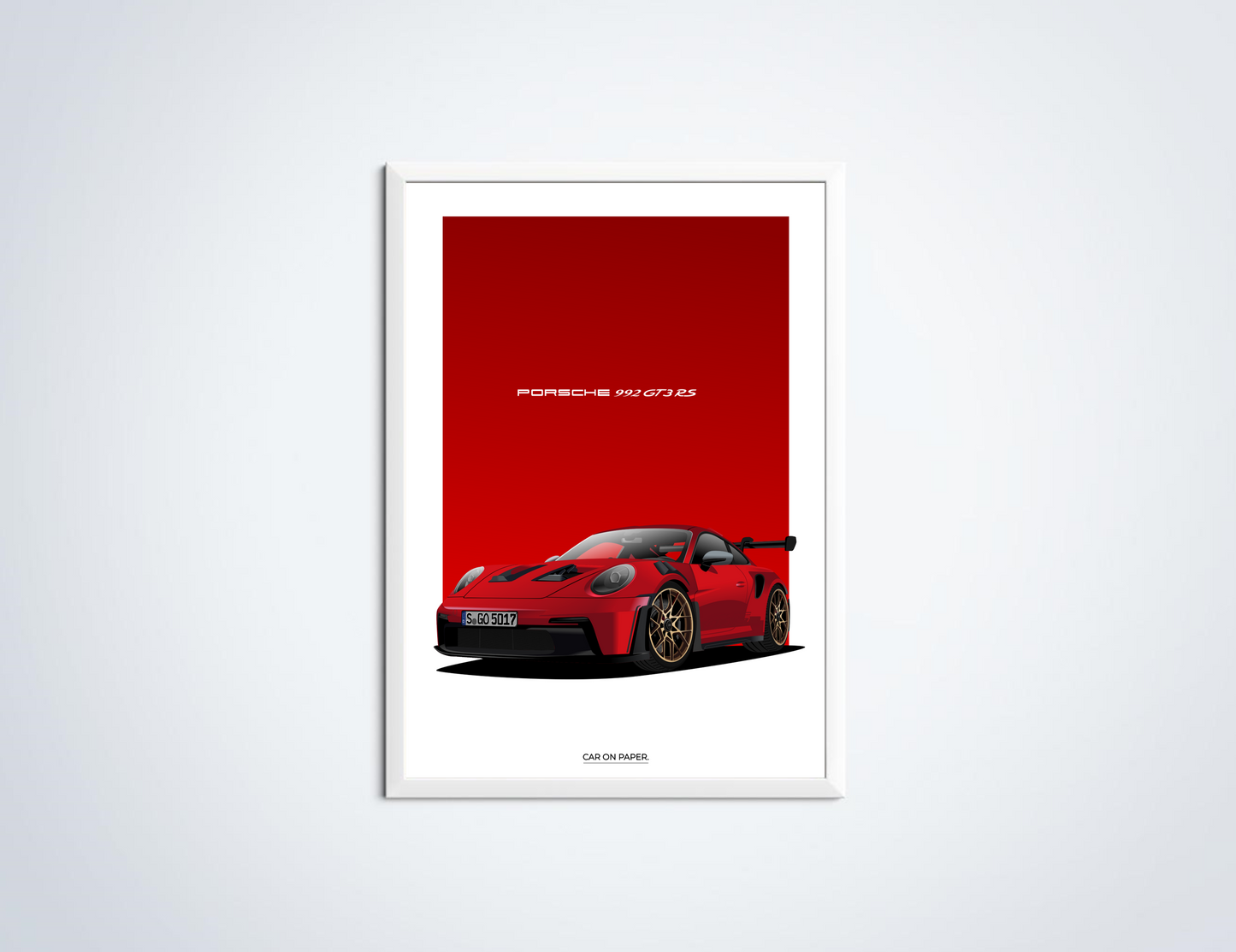 Porsche 911 GT3 RS Rood Poster in Lijst