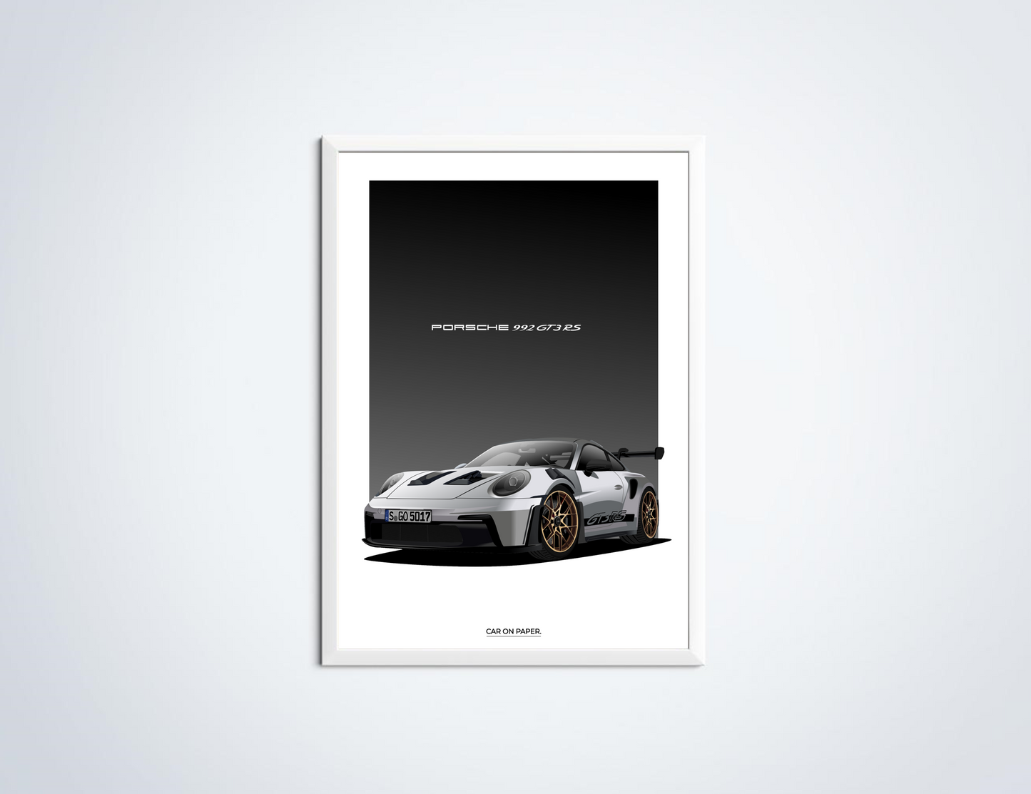 Porsche 911 GT3 RS Wit Poster in Lijst