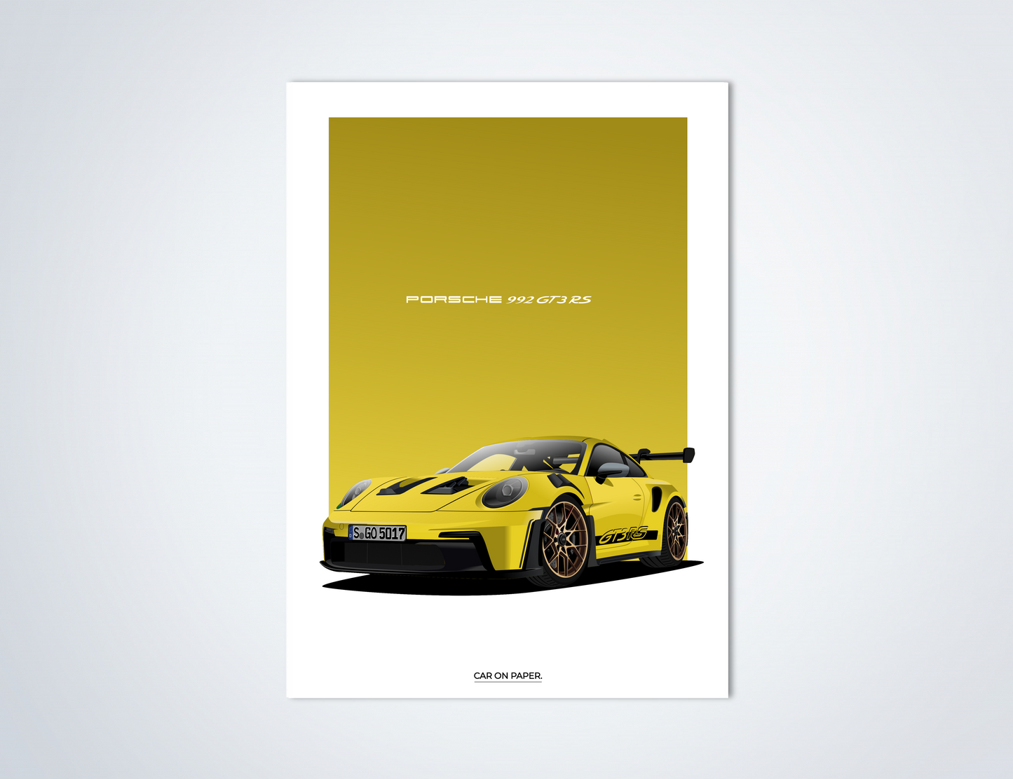 Porsche 911 GT3 RS Geel Poster