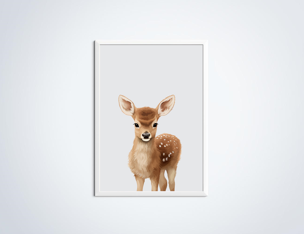 Hertje dierenposter in lijst