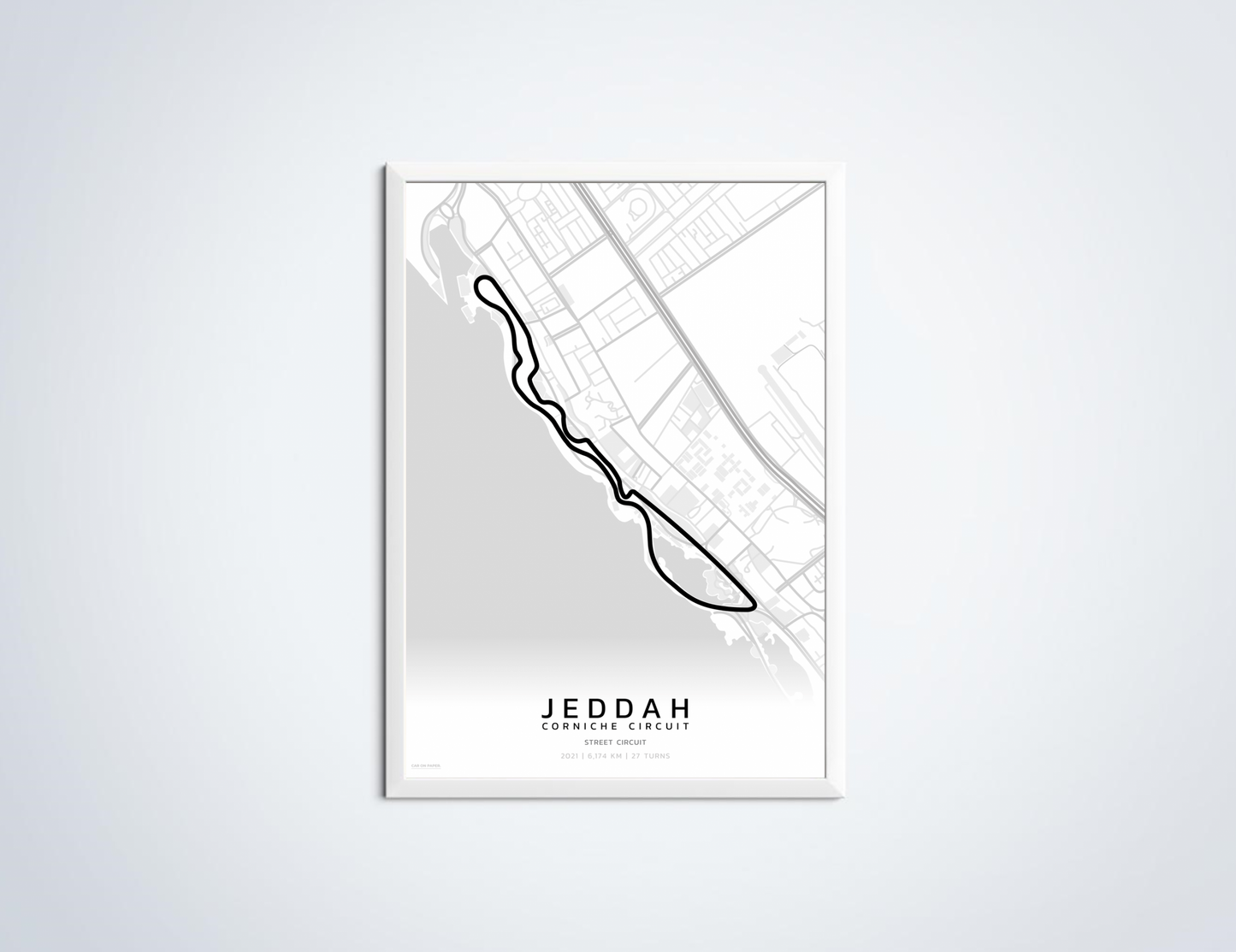 Jeddah Circuit Wit Poster in Lijst