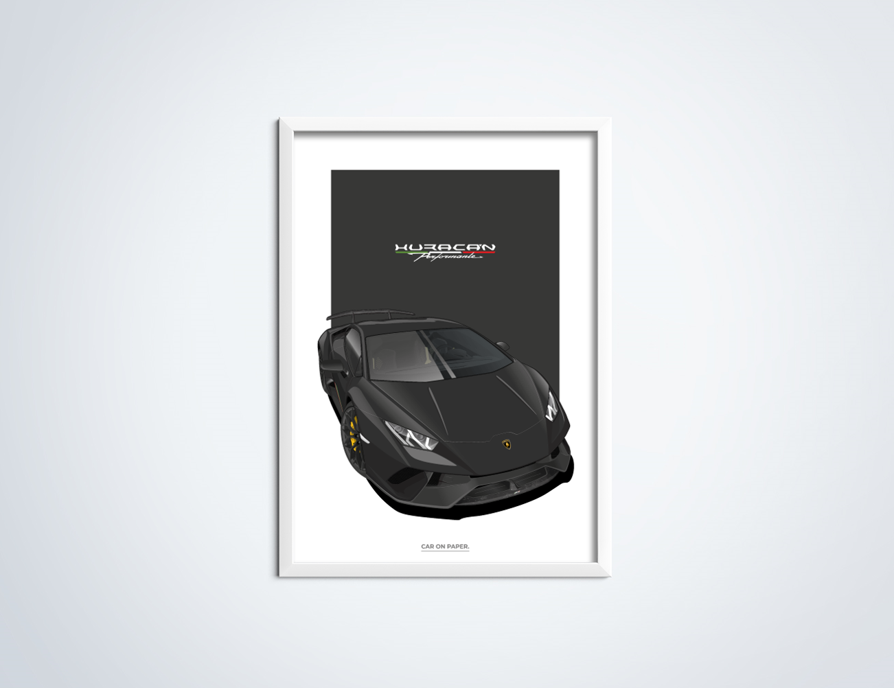 Lamborghini Huracan Performante Donkergrijs Poster in Lijst