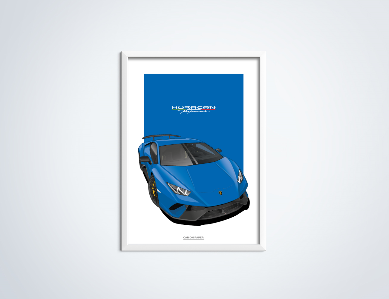 Lamborghini Huracan Performante Blauw Poster in Lijst