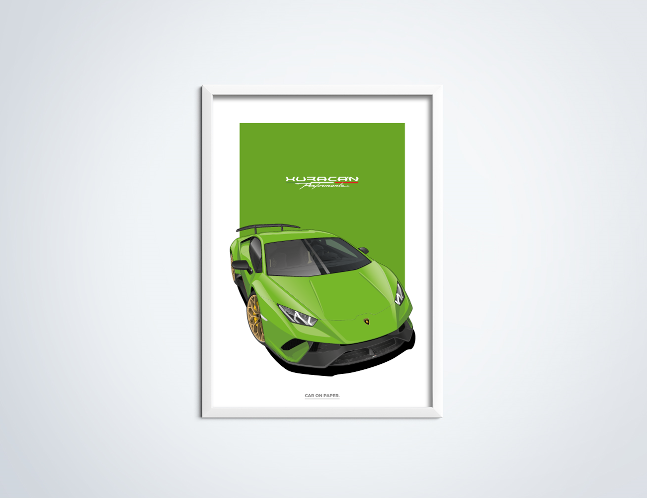 Lamborghini Huracan Performante Groen Poster in Lijst