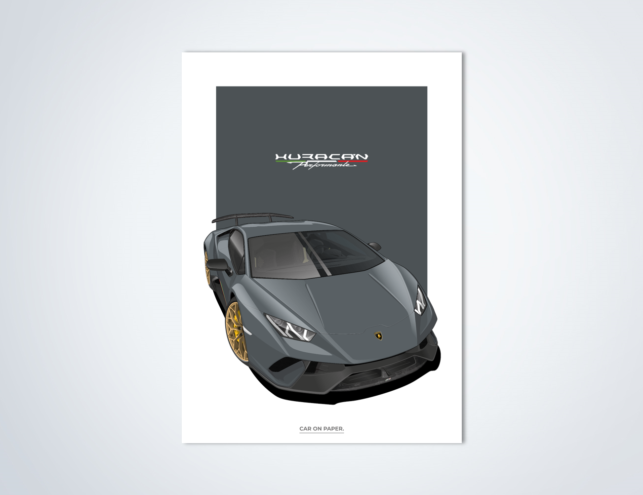 Lamborghini Huracan Performante Lichtgrijs Poster