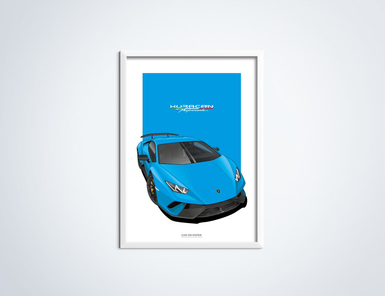 Lamborghini Huracan Performante Lichtblauw Poster in Lijst