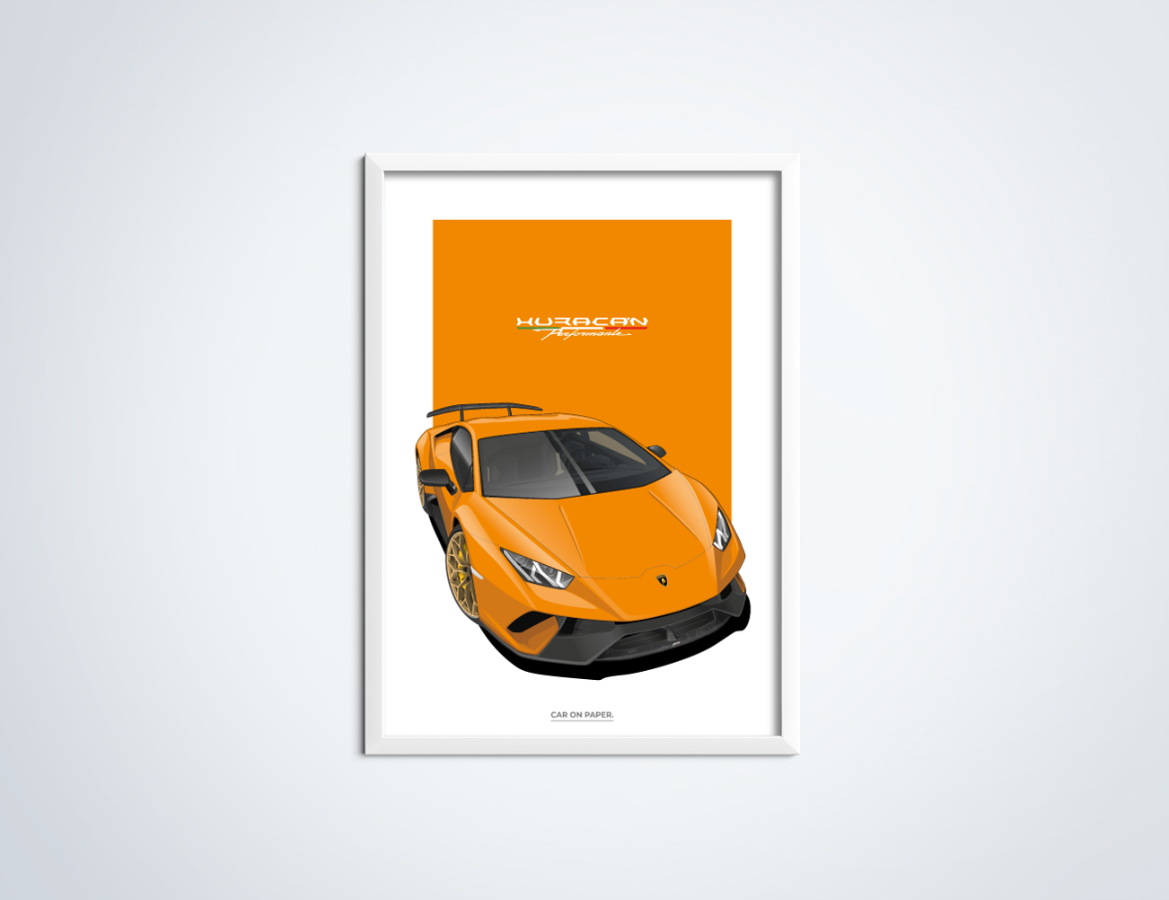 Lamborghini Huracan Performante Oranje Poster in Lijst