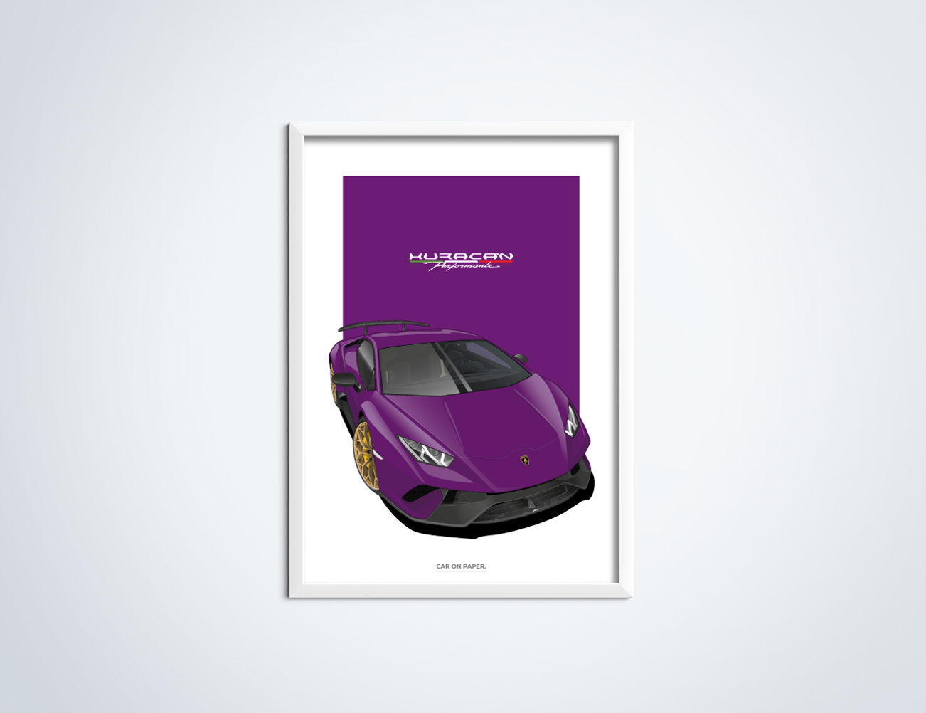Lamborghini Huracan Performante Paars Poster in Lijst