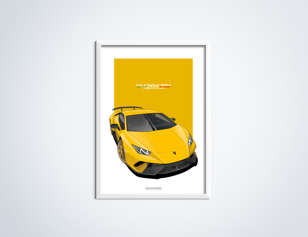 Lamborghini Huracan Performante Geel Poster in Lijst