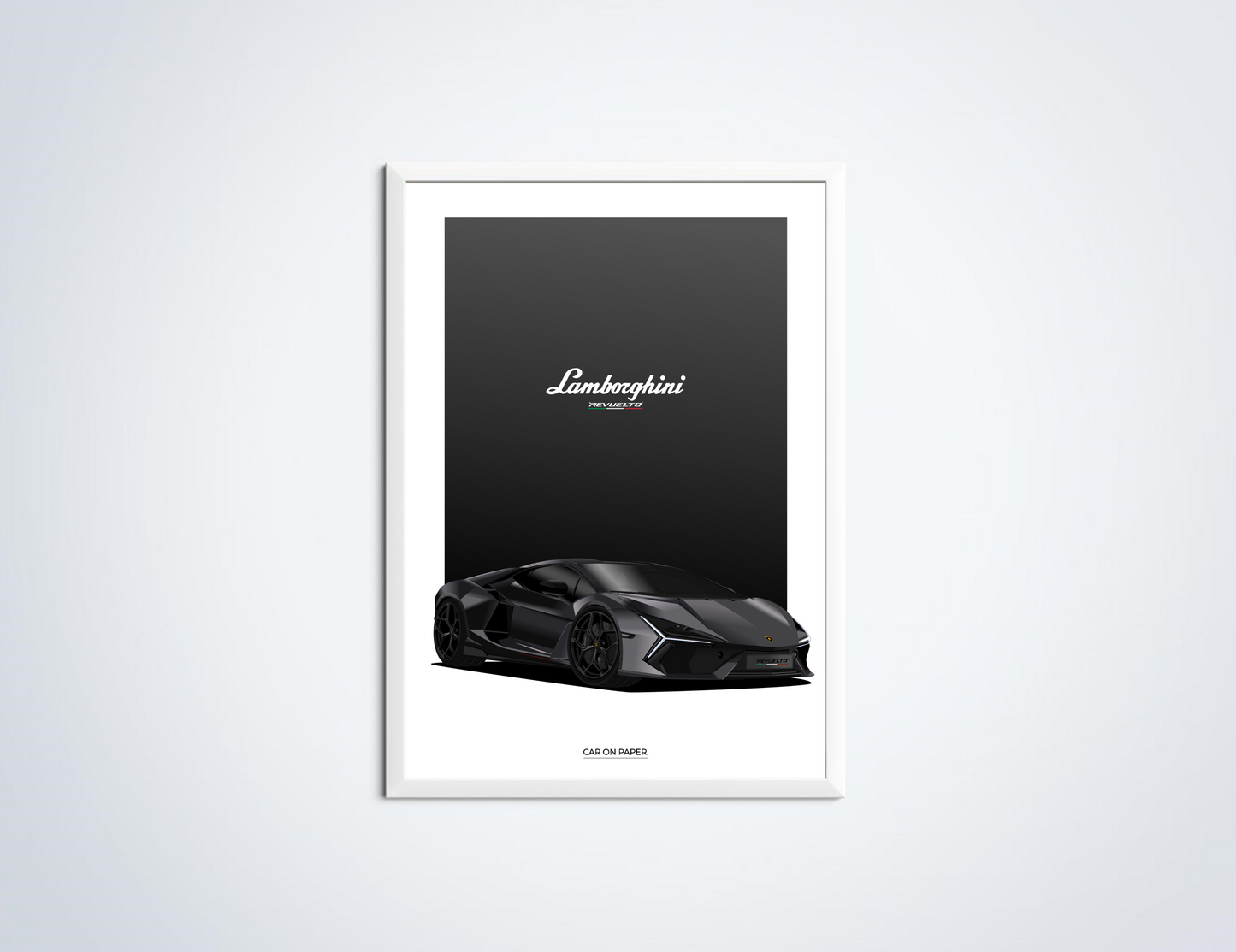 Lamborghini Revuelto Zwart Poster in Lijst