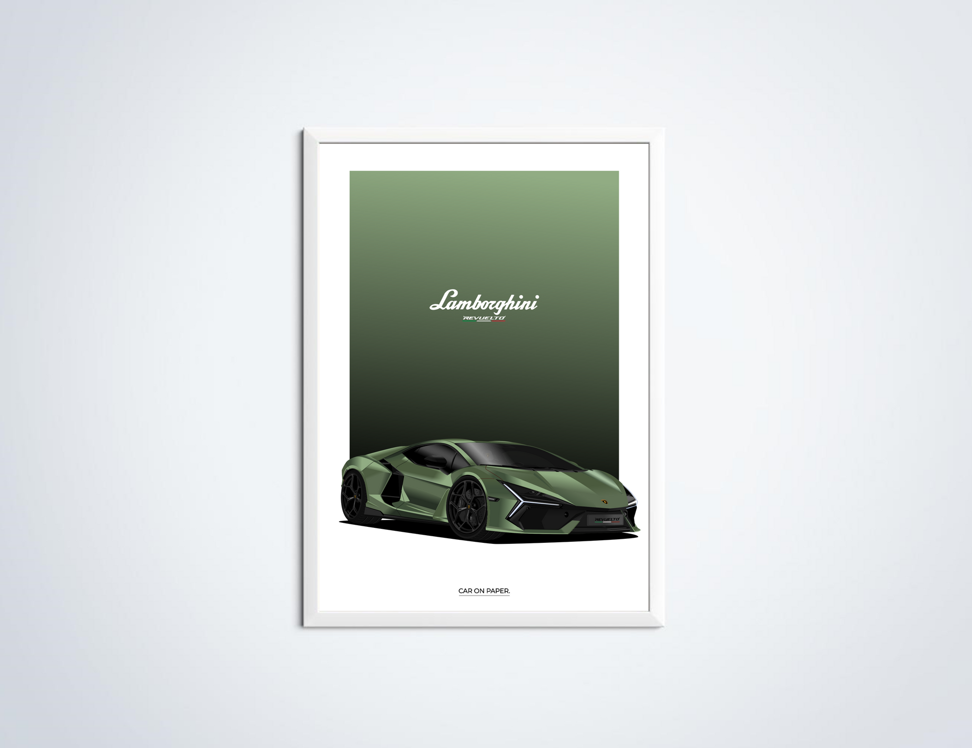 Lamborghini Revuelto Groen Poster in Lijst