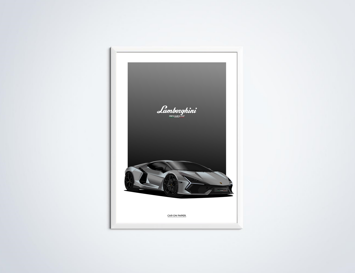 Lamborghini Revuelto Grijs Poster in Lijst